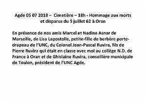 2018 07 05 CAP D AGDE- HOMMAGE AU MORTS ET DISPARUS DU 5 JUILLET 1962 A ORAN
